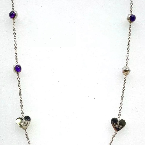 Gucci Sterling Sterling Silver Real Amethyst Heart Necklace - Picture 6 of 9